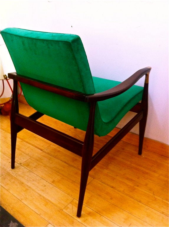 Beautiful 50's Design Pair Of Arm Chairs With Brass  Detail 1