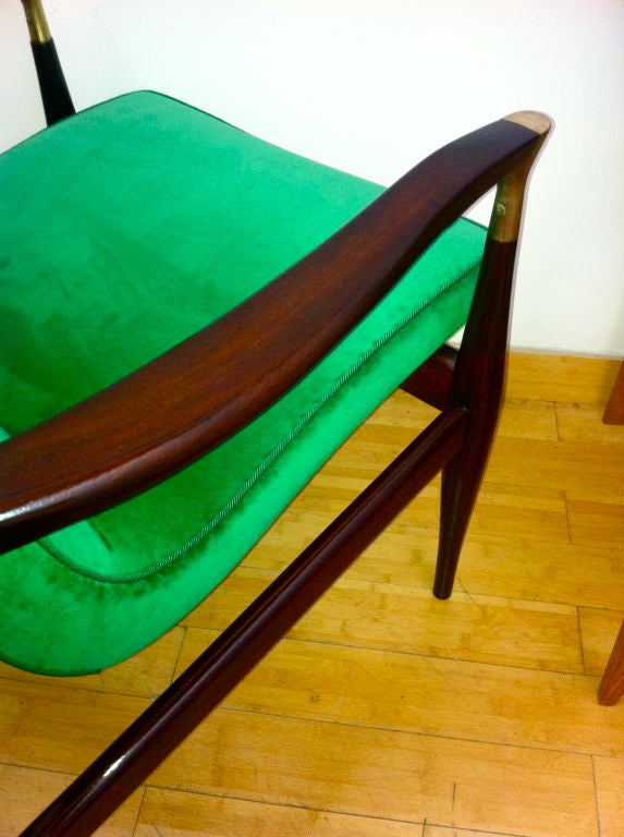 Beautiful 50's Design Pair Of Arm Chairs With Brass  Detail 2