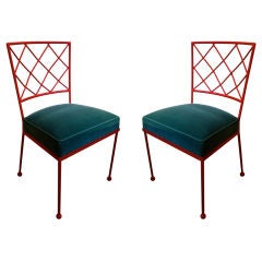 JEAN ROYERE extremely rare pair of chairs model "croisillons"