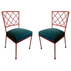 JEAN ROYERE extremely rare pair of chairs model "croisillons"