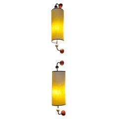 Jean Royere Rare Multi-balls And Multi Color Pair Of Sconces