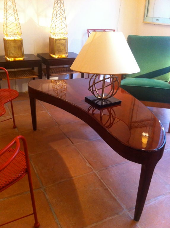 BOOMERANG shaped   3 legs mahogany superb design coffee table