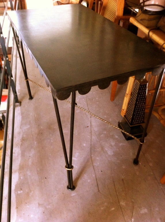 Gilbert Poillerat Desk and Chair in Wrought Iron In Good Condition For Sale In Paris, ile de france