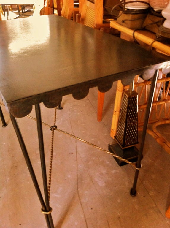 Mid-20th Century Gilbert Poillerat Desk and Chair in Wrought Iron For Sale