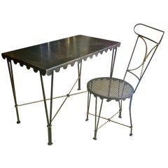 Gilbert Poillerat Desk and Chair in Wrought Iron