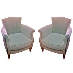 JULES LELEU pair of refined bergere  newly upholstered in velvet