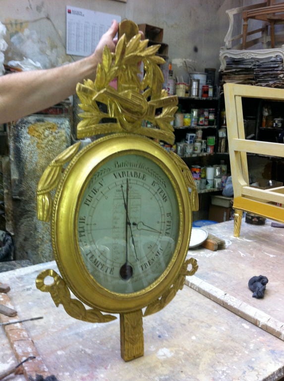 18th century French barometer re-gilded in gold leaf.