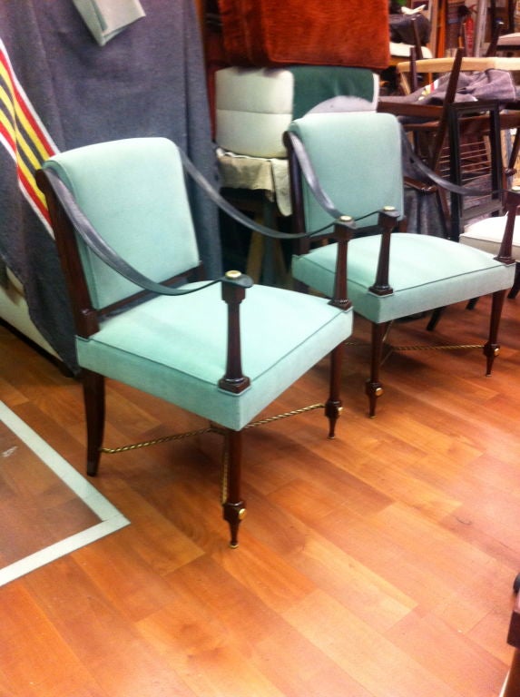 French Maison Ramsay Signed Pair of 1940's Neo Classic Pair of Chairs For Sale