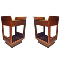 JEAN ROYERE pair of bedside or side table in oak