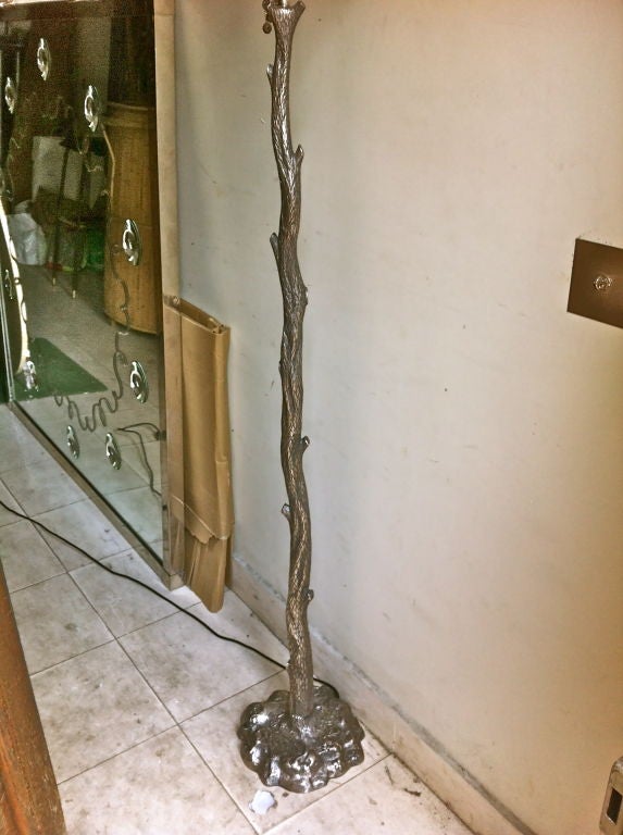 Valenti signed organic tree like floor lamp in silvered bronze.