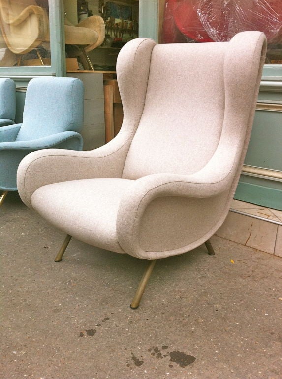Mid-20th Century Zanuso Vintage Superb Model Senior, Newly Reupholsterd in Beige For Sale