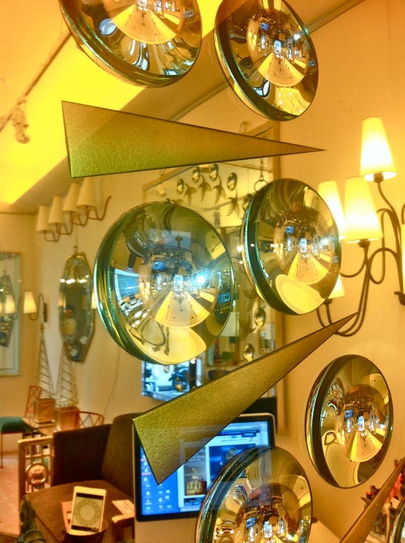 Modern Andre Hayat Huge Mirror with Sun Rays and Bubble Effect For Sale