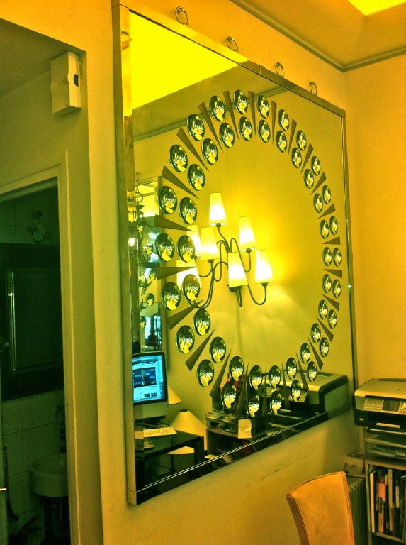 Andre Hayat Huge Mirror with Sun Rays and Bubble Effect In Excellent Condition For Sale In Paris, ile de france