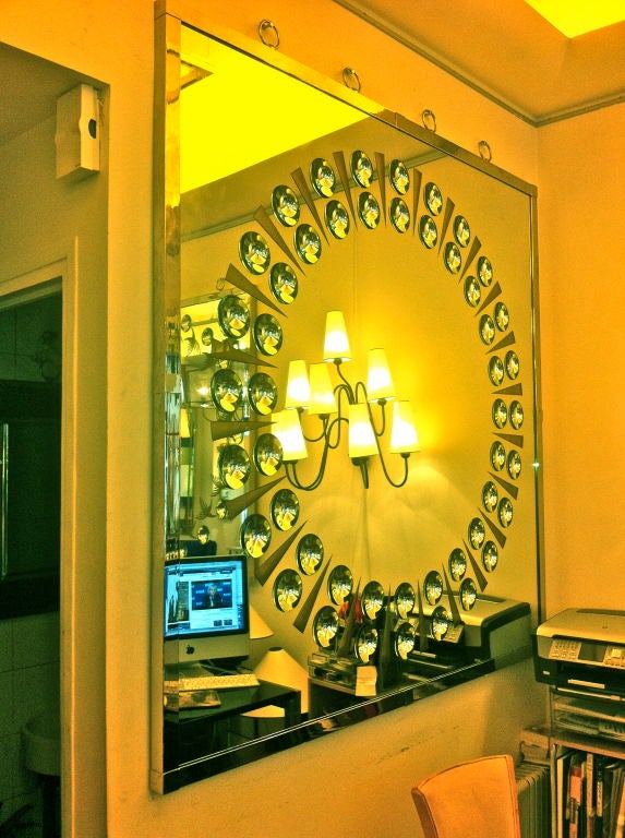 Andre Hayat Huge Mirror with Sun Rays and Bubble Effect For Sale 1