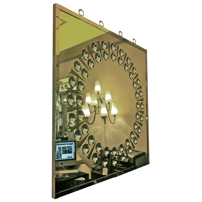 Andre Hayat Huge Mirror with Sun Rays and Bubble Effect For Sale