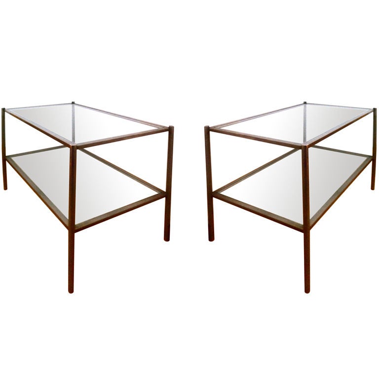 Maison Jansen 1970s Pair of Pure Design Two-Tier Tables For Sale