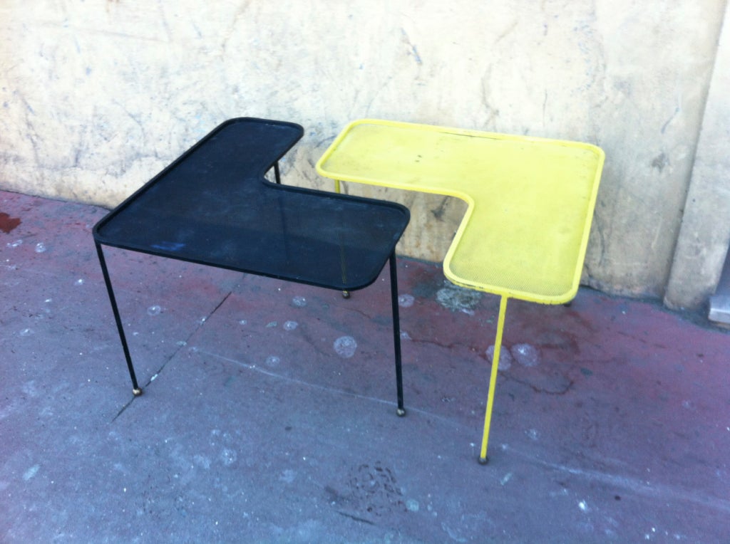 French Mathieu Matégot Domino Black and Yellow Coffee Tables