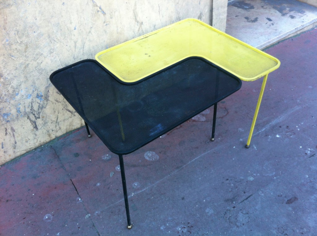 Mathieu Matégot Domino Black and Yellow Coffee Tables In Fair Condition In Paris, ile de france
