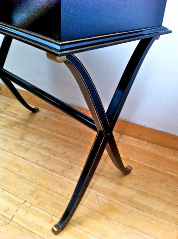 Mid-20th Century Maurice Hirsch Signed Gold Leaf and Black Varnish Vanity