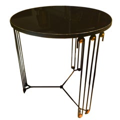 Jean Royère Rare Round Coffee Table in Black Painted Iron