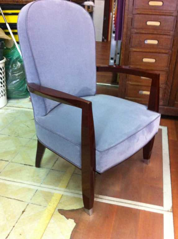 Jules Leleu Mahogany and Silvered End Leg Master Chair For Sale 4