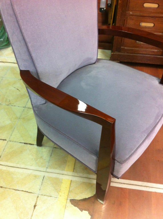 French Jules Leleu Mahogany and Silvered End Leg Master Chair For Sale
