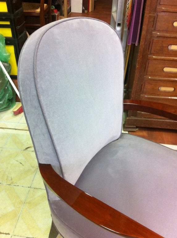 Jules Leleu Mahogany and Silvered End Leg Master Chair In Excellent Condition For Sale In Paris, ile de france