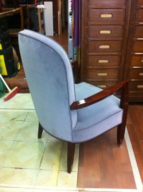 Mid-20th Century Jules Leleu Mahogany and Silvered End Leg Master Chair For Sale