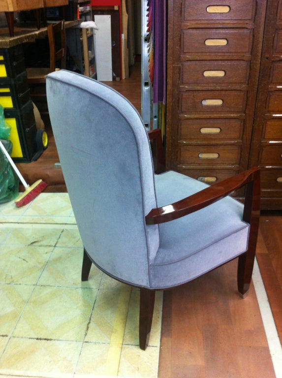 Bronze Jules Leleu Mahogany and Silvered End Leg Master Chair For Sale