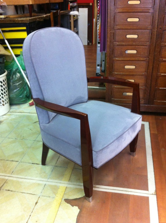 Jules Leleu Mahogany and Silvered End Leg Master Chair For Sale 1