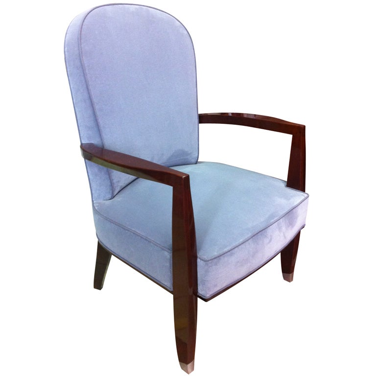 Jules Leleu Mahogany and Silvered End Leg Master Chair For Sale