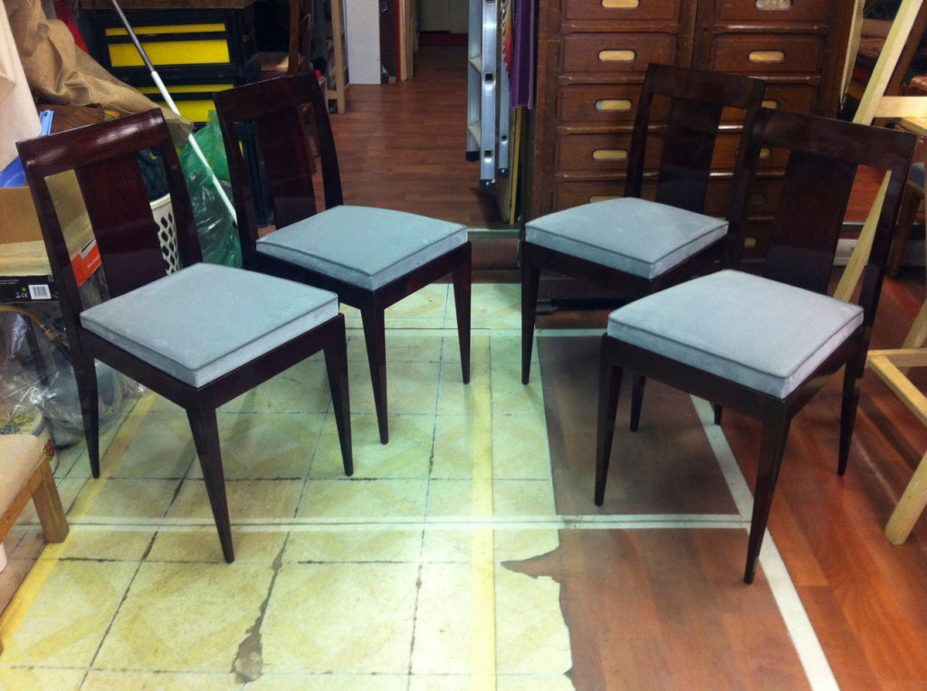 Mid-20th Century Alfred Porteneuve Signed, 'Nephew of Ruhlmann' Set of Four Chairs For Sale