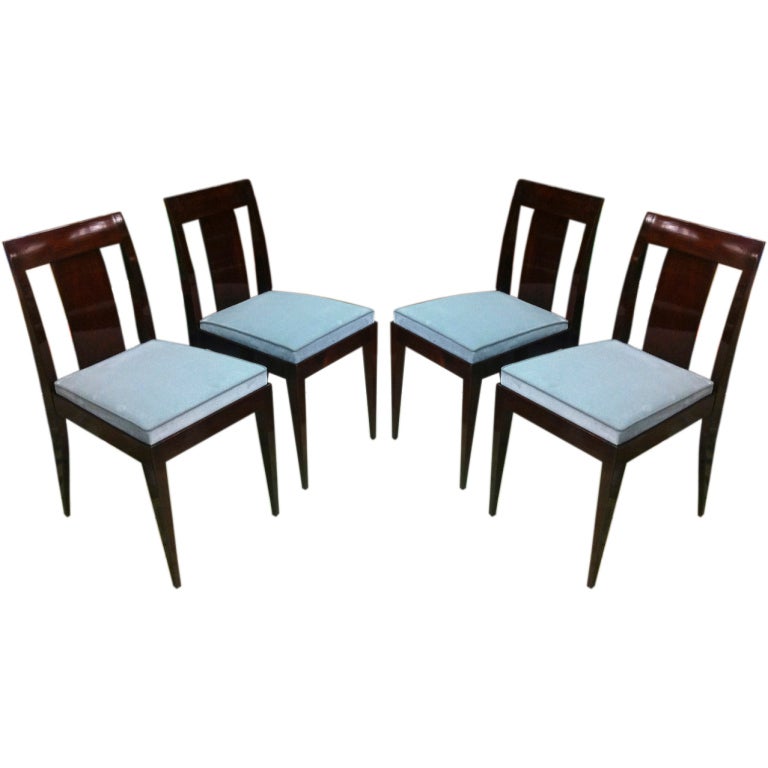 Alfred Porteneuve Signed, 'Nephew of Ruhlmann' Set of Four Chairs For Sale