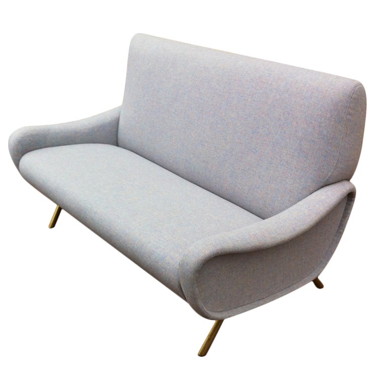 Marco Zanuso Vintage "Lady" Couch in Chine Light Blue Material