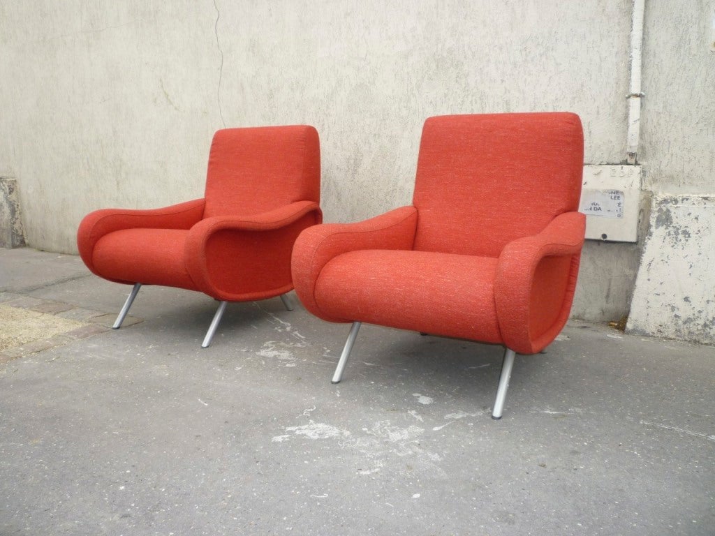 Metal Marco Zanuso Pair of Lady Chairs