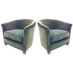 Jules Leleu  Very Rare Pair Of Chair With Silver Bronze Frame