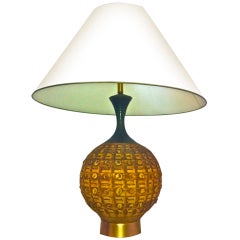 Superb Italian Ceramic Table Lamp with a Gold Metal Base