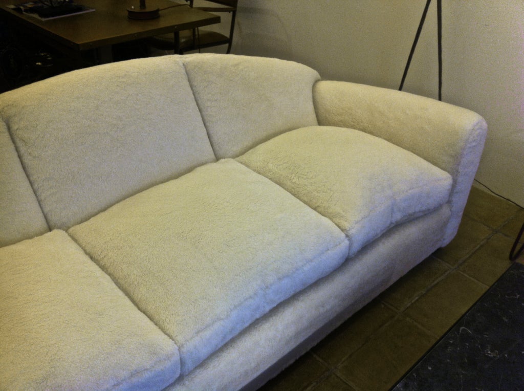 Jean Royere Documented Couch Covered In Teddy Bear Faux Fur Wool 2