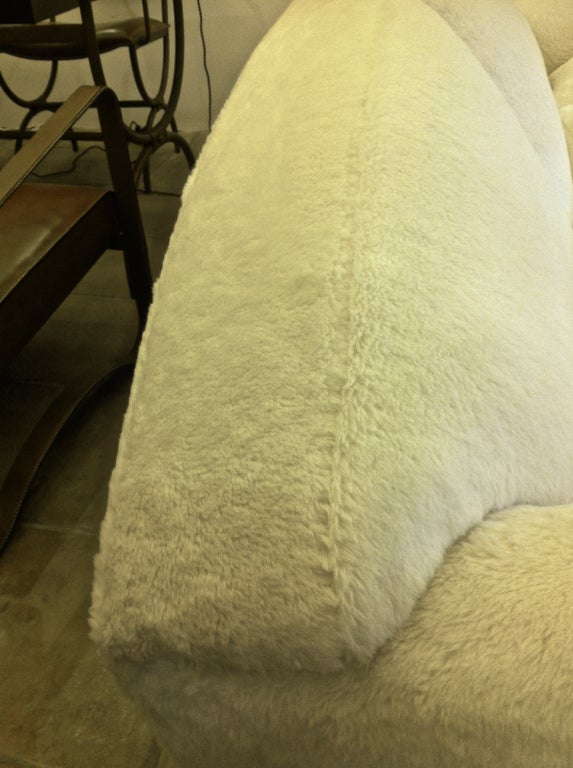 Jean Royere Documented Couch Covered In Teddy Bear Faux Fur Wool 3