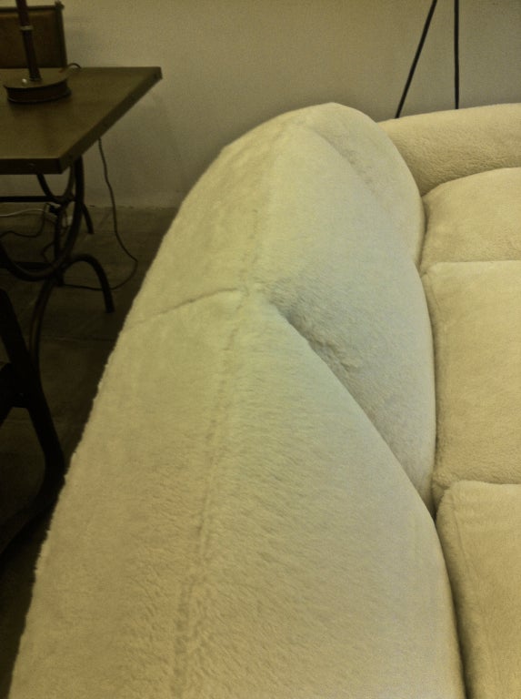 Jean Royere Documented Couch Covered In Teddy Bear Faux Fur Wool 4