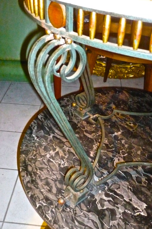 French Raoul Lardin Extremely Refined Wrought Iron Coffee Table For Sale