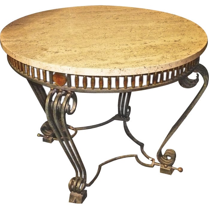 Raoul Lardin Extremely Refined Wrought Iron Coffee Table For Sale