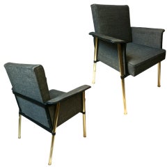 Jean Royere Documented Rare Pair Of Chairs For Paquebot France