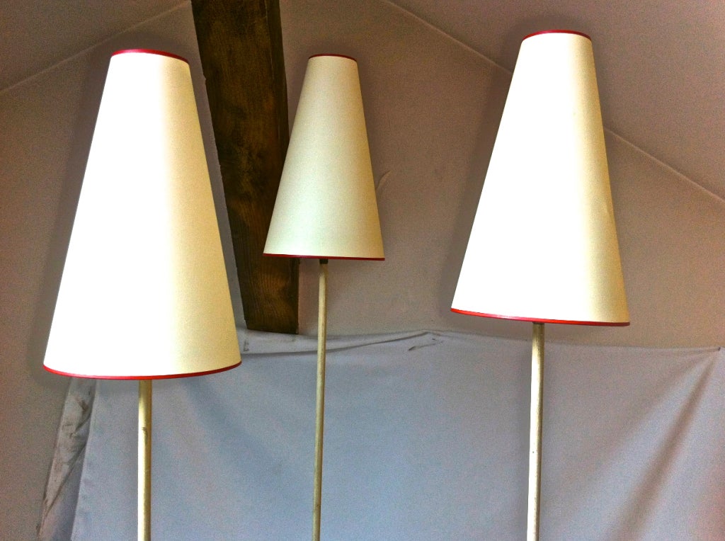 Mid-Century Modern Unique rare 50s Henri Lancel for Robert Mathieu documented 3 lights floor lamp For Sale