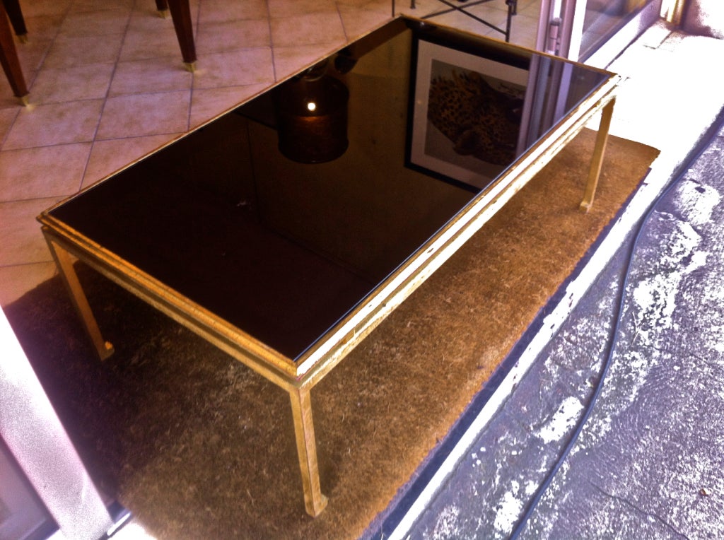 Maison Ramsay Large Coffee Table in Gold Leaf Wrought Iron For Sale 4