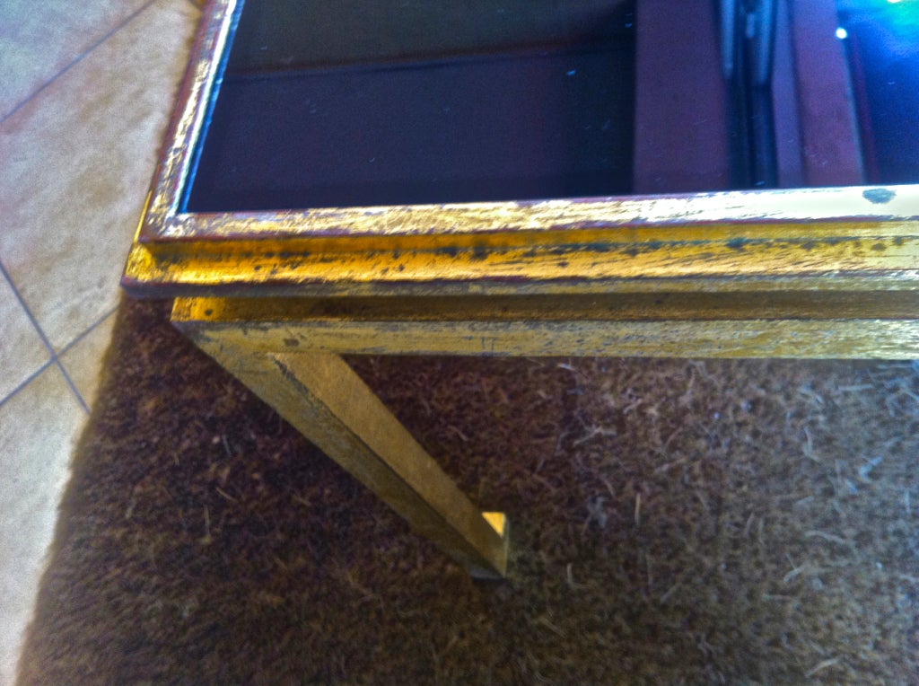 Mid-20th Century Maison Ramsay Large Coffee Table in Gold Leaf Wrought Iron For Sale