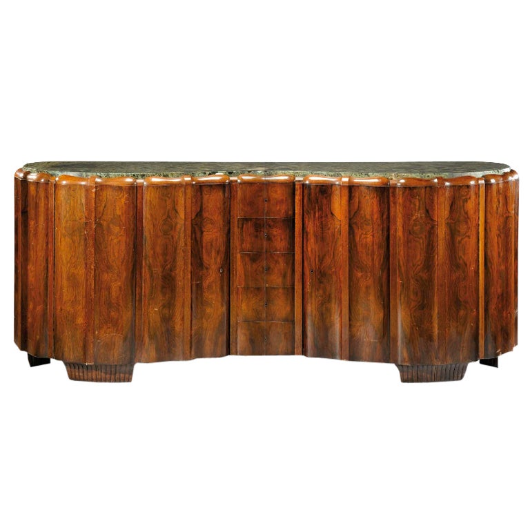 Maurice Dufrene Documented Buffet in Carved Mahogany For Sale