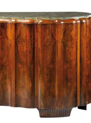 Maurice Dufrene Documented Buffet in Carved Mahogany In Fair Condition For Sale In Paris, ile de france