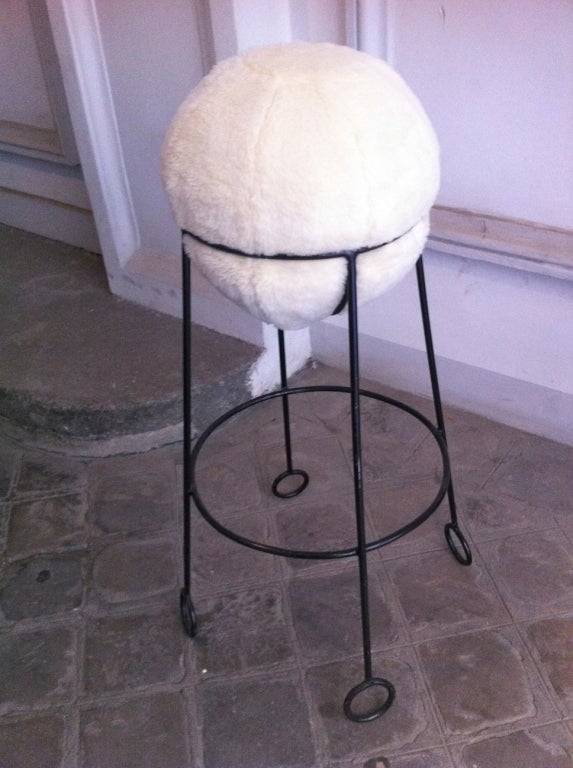 Jean Royère Rare Documented Set of Four Model "Yoyo" Bar Stools For Sale at 1stDibs