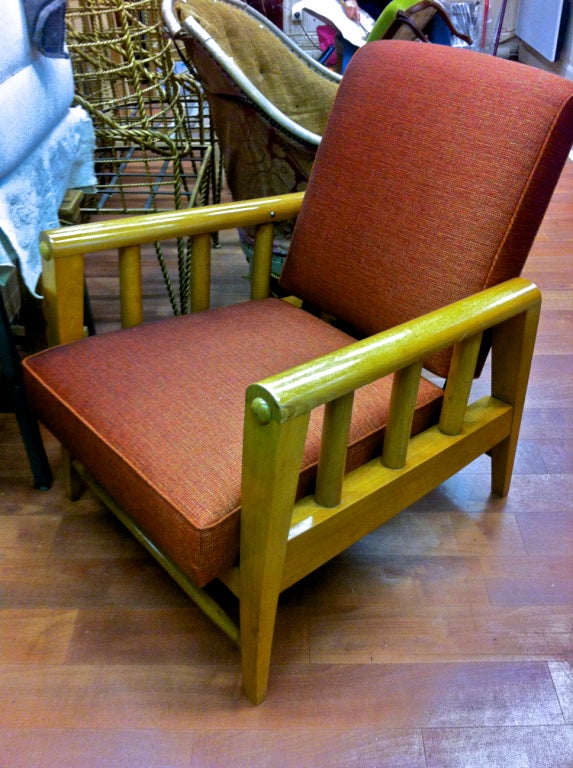 Louis Sognot pair of chairs with a rocking chair position.